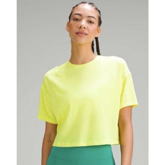 Lululemon Electric Lemon Yellow Abrasion-Resistant Training T-Shirt Size 6 - Picture 1 of 7